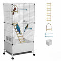 STILLCOVE Large Flight Bird Cage, with Bowls & Perches & Ladder & Swing | with Removable Tray, Universal Wheels, Wide Birdcage for Parakeet, Parrot, Cockatiel, Conure, Budgie, Canary, Finch, Lovebird - size: 14.2"L x 18.5"W x 39.4"H