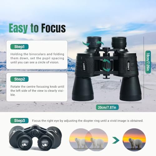 20x50 High Powered Binoculars for Adults, Waterproof Compact Binoculars with Low Light Vision for Bird Watching Hunting Football Games Travel Stargazing Cruise, Christmas Birthday Gifts for Men