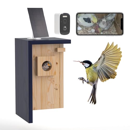 Birdhouse Camera – Solar Powered 1080P/2K HD Smart Nest Box, 2.4G WiFi Live View, Night Vision, Real-Time Bird Watching & Hatching, Outdoor Garden Bird Nest, Ideal Gift for Bird Lovers - style: Smart Birdhouse