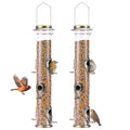 2PK Metal Bird Feeders with 6 Feeding Ports,Tube Bird Feeder with Steel Hanger,Hard Plastic Wild Bird Feeder for Outdoors Hanging, Attracting Birds in Your Lawn, Garden, Balcony (Bronze) - color: Bronze 2 PACK