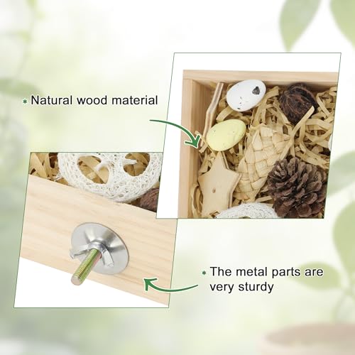Bird Foraging Toys Box, Wooden Foraging for Bird,Wood Color, L | Wooden Foraging and Shredding Toy for Birds, Bird Box for Mental Stimulation - color: Wood Colour, size: Large