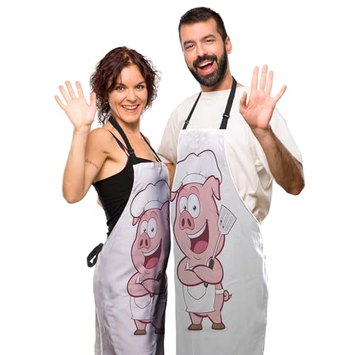 Kitchen Apron for Men Pig Chef Women Aprons for Cooking Restaurant BBQ Painting Crafting Gardening 27” (W) x 31” (H), Waterproof Apron - color: Pig Chef