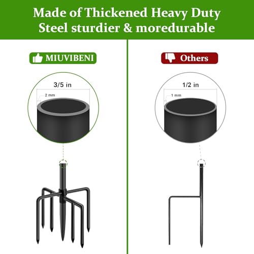 60" Shepherds Hooks for Outdoor, Heavy Duty Bird Feeder Pole for Hanging Lantern, Hummingbird Feeder, 7 Prongs Base Shepherds Hook for Bird Feeders Outside,1 Pack, Black - size: 60in-1pcs