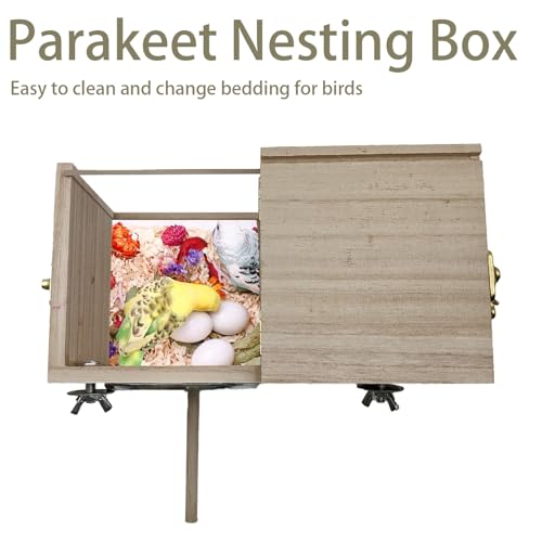 Parakeet Nesting Box Transparent Bird Nest Breeding Box with Perch | 7.87 X 4.72 X 4.72 inch Parrot Mating Box Wood Bird House Aviary for cage - size: 7.87 X 4.7 X 4.7 INCH