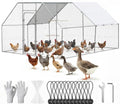 Large Metal Chicken Coop 9.8 x 9.8 x 6.6 ft Walk in Chicken Runs for Yard with Cover & Perch, Chicken House for Duck Rabbit, Chicken Pen for Outdoor Backyard - size: 118.1"L x 118.1"W x 78.7"H