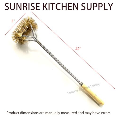 SUNRISE Fryer Brush with Long Handle (Brass, Double Brush) - color: Brass, size: Double Brush