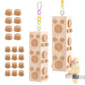 2 Pcs Wooden Bird Chew Toys - 7.9 Inch Hanging Parrot Toys, with 92 Detachable Corks, Relieve Boredom & Anxiety, Foraging Toys, for Parakeet, Cockatiel, Conure, Budgie, Lovebird - style: Bird Toys