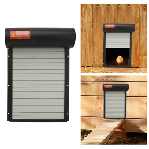 Automatic Chicken Coop Door Opener Battery Powered Timer LED Display with Programmable Controller for Chicken Duck Goose Poultry Coop (Black) - color: Black