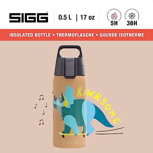 SIGG - Insulated Kids Bottle - Shield One Therm - For Carbonated Beverages - Dishwasher Safe - Stainless Steel - 17 Oz - color: Rawsome