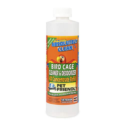 Absolutely Clean Amazing Bird Cage Cleaner and Deodorizer - Just Spray/Wipe - Safely & Easily Removes Bird Messes Quickly and Easily - USA Made - Fragrance Free (4X Concentrate - 16oz Makes 64oz) - style: 16 Fl Oz Concentrate (Makes 64oz)