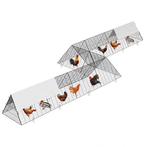 Large Metal Chicken Tunnel, Portable Chicken Run Coop with Waterproof & Anti-UV Cover, Outdoor Predator Protection Poultry House for Yard Backyard Farm, Hens Ducks Rabbits