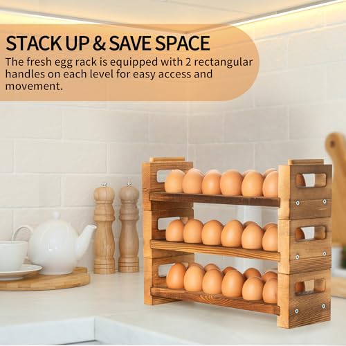 3-Tier Egg Holder Countertop, Egg Storage for Countertop Organizer | Holds 36 Eggs, Egg Storage Organizer, Fits Duck Eggs, Fits Turkey Eggs, Fits Chicken Eggs