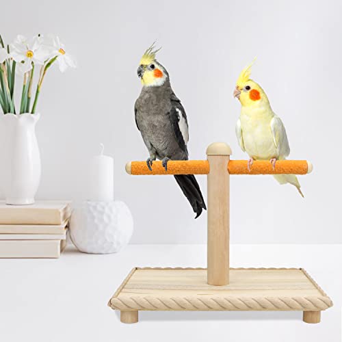 Litewoo Parrot Perches Stand Bird Training Toy Natural Wood Paw Grinding Chew Platform Toy Play Gym for Parakeet Electus Cockatoo Conure Cage Accessories Exercise Toy