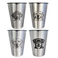 4 Pack 16oz Conical Stainless Steel Cups - Laser Engraved Animals, Stackable Durable Metal Cold Drink Cups for Parties & Outdoor Events (Dachshund/Golden Retriever/Labrador/Rottweiler) - color: Dog Set 2