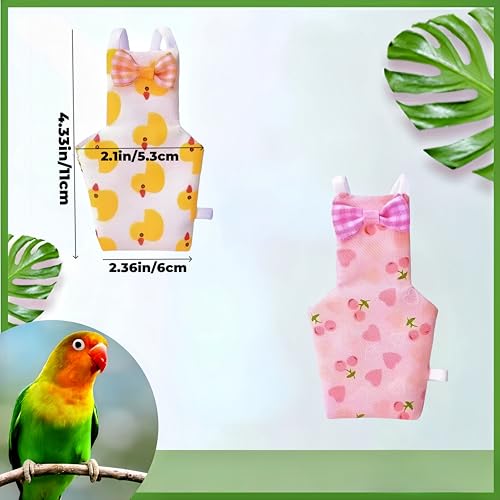 2Pcs Bird Diapers Bird Harness Flight Suits Diapers with 2Pcs 80 Inch Flying Leash Parrot Nappy Pigeon Pants Urine Wet Suit Costume for Cockatiel Conure Macaw Budgies Parakeet-Heart&Duck