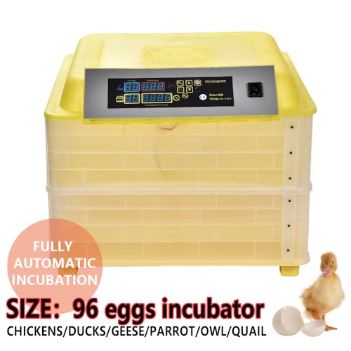 CROSSDESIGN Automatic Digital Egg Incubator Poultry Hatcher Machine Breeder | w/Temperature Control & Auto Turning for Hatching Chicken Duck Goose Quail Birds 96 Eggs - size: 96 Eggs
