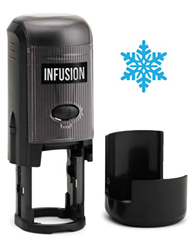 Infusion Round Teacher Stamp, Holiday, 3/4'' Self-Inking Rubber Stamp - Snowflake - Sky Blue Ink - color: Snowflake