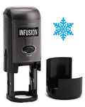Infusion Round Teacher Stamp, Holiday, 3/4'' Self-Inking Rubber Stamp - Snowflake - Sky Blue Ink - color: Snowflake