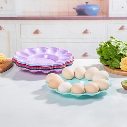 Abaodam 4Pcs Easter Plastic Egg Holder, Deviled Egg Containers Storage for Fridge, Easter, Thanksgiving Party Kitchen Supplies (Random Color)