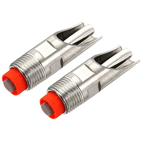 MECCANIXITY Pig Nipple Waterer 2Pcs Automatic Pig Feeder 1/2" PT Poultry Water Nipple Pig Drinker Stainless Steel Plastic Hat Duck-Mouth Type for Sows Drinking, Silver
