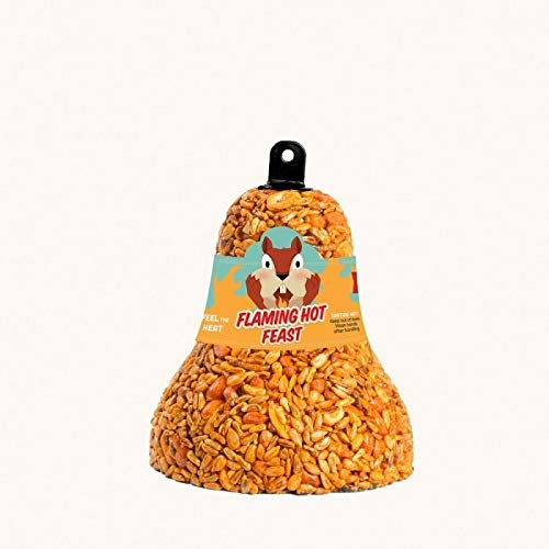 Mr. Bird Flaming Hot Feast Spicy Bird Seed Bell, 6-Pack | Premium Blend of Mealworms, Peanuts & Hot Pepper | Squirrel Repellent Bird Seed | Handcrafted in Texas - size: 8 Ounce (Pack of 6)