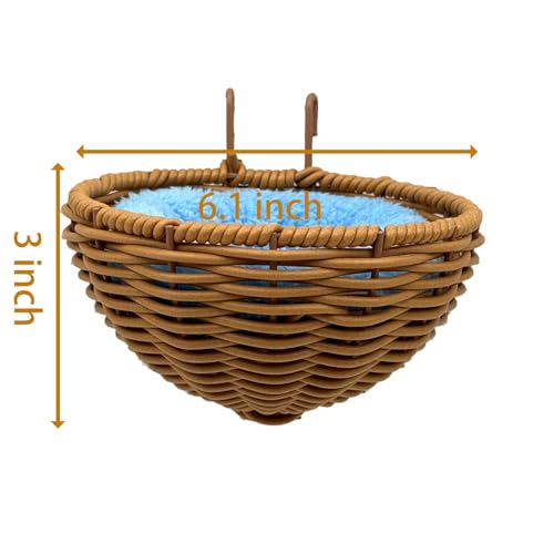 Rattan Bird Nest for Cage，2PCS Hanging Parrot Breeding Nesting House | Washable Soft Warm Sleep Hut Bird Cage Accessories for Cockatiels Budgerigars Finches Canaries - style: Semicircle