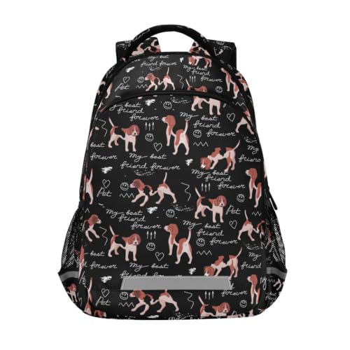 Kids Beagle Dogs Backpack for Boys Girls School Bags | Elementary Middle, Travel Daypack Lightweight Waterproof with Reflective Strip - color: Cartoon Beagle Dogs