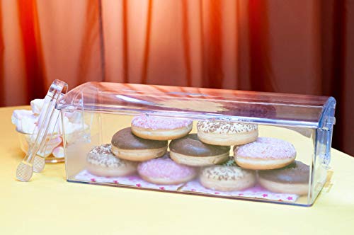 Pikanty Bread Box for Kitchen Countertop - 16 Inch Clear Plastic Storage Container with Hinged Lid, Keeps Loaves, Bagels, Buns, Rolls, Cookies and Crackers Fresh, Dishwasher Safe, Made in USA - style: Storage Box with Hinged Lid