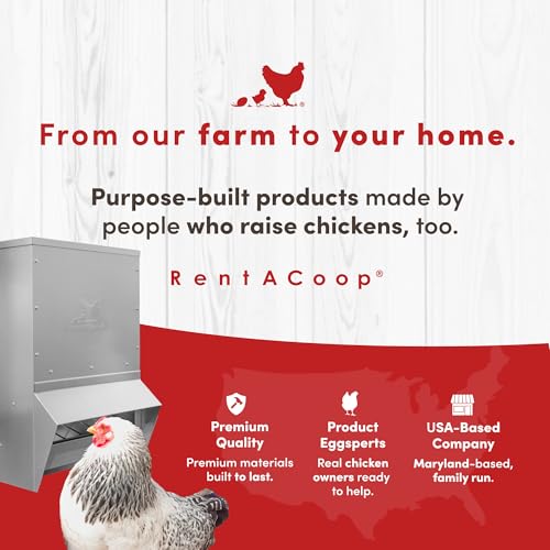RentACoop 50lb Gravity-Fed Metal Trough Feeder with Lid & Rain Cover - size: 50LB Capacity