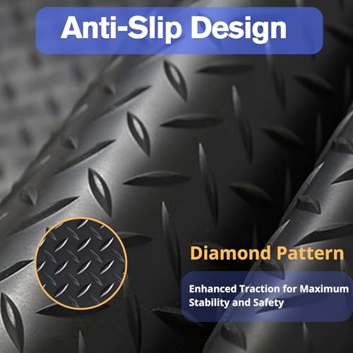 4x6FT Flooring Roll Diamond Plate Rubber Garage Floor Mat | Non-Slip Commercial Grade Parking Mat for Garage Floor,Warehouse, Trailer, Golf Cart，Black - size: 4X6 Feet