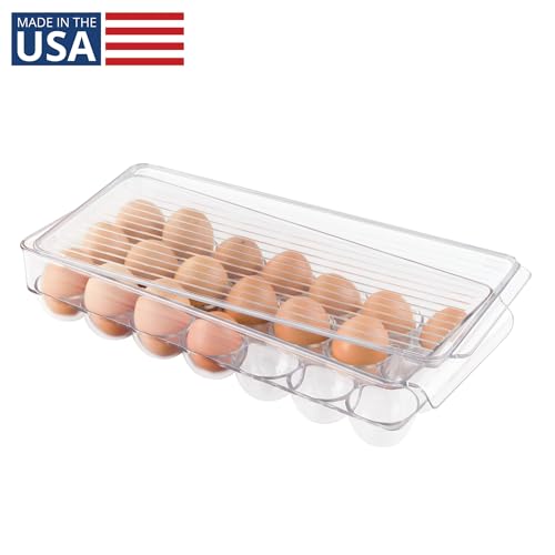 iDesign Clear Plastic Egg Holder for Fridge with Lid, 21 Egg | Storage Container, Organizer Bin - color: Clear, style: Pack of 1