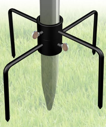 Pole Stabilizer Stand Applies to 1.41"/1.81”/2.12” Poles with 2 Adjustable Adapters, Outdoor Bird Feeder Pole Base, In-Ground Umbrella Stand Anchor Support, Black, 1 Pack - size: L-Upgraded