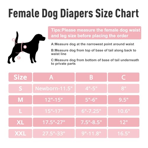 3Pack Dog Diapers Female,Washable Diaper for Doggie,Highly Absorbent Reusable Dog Diaper,Adjustable Leakproof Puppy Girl Dog Diapers for Heat,Incontinence,Period Doggy Nappies - color: Purple, size: M(12"-15"Waist)