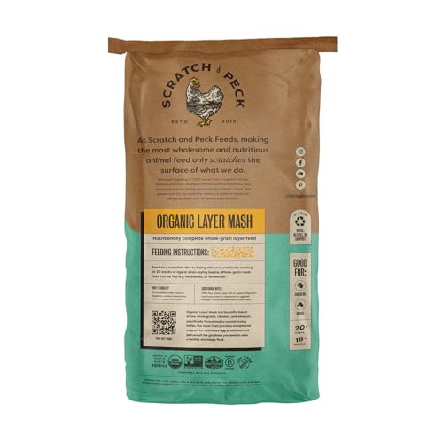 Scratch and Peck Feeds | Layer Mash for Chickens & Ducks | 50 lb Bag | 16% Protein, Corn & Soy Free, Fermentable Whole Grains, Certified Organic & Non-GMO Project Verified, Complete Nutrition - size: 50 Pound (Pack of 1), style: Layer Feed