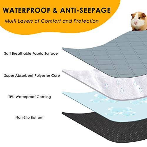 2 Pack Guinea Pig Cage Liners for C&C 2x4 Habitat Washable Guinea Pig Bedding Super Absorbent | Waterproof | Non Slip| Reusable Guinea Pig Pee Pads for Small Animals Cages - 57.1" x 27.6" - color: Light Grey, size: 57" x 28" (2 Pack)