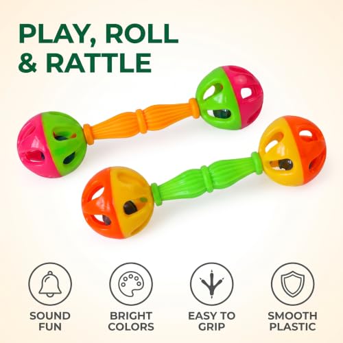 2 Pcs Bird Parrot Toy Rattle Birds Fun Exercise Plastic Double-Headed Bell Pet Toys Small and Medium Birds Foraging Foot Toy,Bird Toys, Pet Supplies
