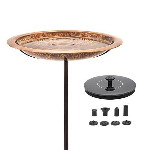 Good Directions Polished Fired Copper Bird Bath with Fountain on Garden Pole 18" - style: Fired w/ Fountain