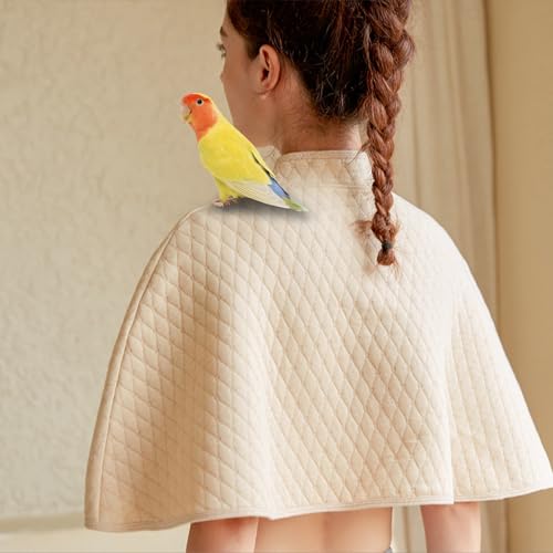 Parrot Shoulder Protector & Bird Diaper Shawl - Keep Clothes Safe from Scratches & Poop, Reusable Training Cape for Parakeets, Cockatiels, Conures, Lovebirds, Finches, Macaw (Beige) - color: Beige