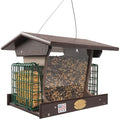 DutchCrafters Poly Hopper Bird Feeder with Suet Holder, Large Bird Feeder for Outdoors Hanging - Amish American Made (Milwaukee Brown & Weatherwood) - color: Milwaukee Brown & Weatherwood