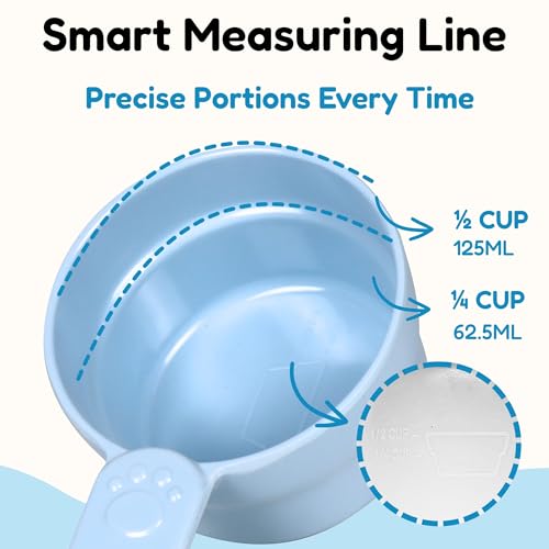 1/2 Cup Dog Food Scoop, Extra Long Handle Sturdy Melamine Pet Food Measuring Scoop with Clear Marking Lines, BPA-Free, Shatterproof, Dishwasher Safe (1, Blue, 1/2 Cup) - color: Blue, size: 1/2 Cup