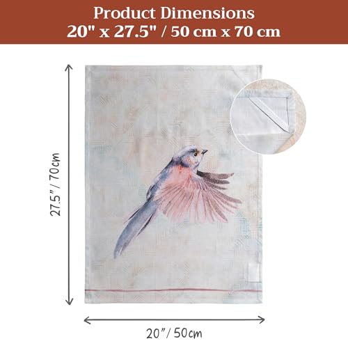 Maison d' Hermine Kitchen Towels Set of 3 Reusable 100% Cotton 27.50" x 20" | Cloth Tea Dish Towels Absorbent with Hanging Loop for Kitchen Dining Party Wedding Hotel Home Spring Summer - Flying Birds - color: 045 - Flying Birds