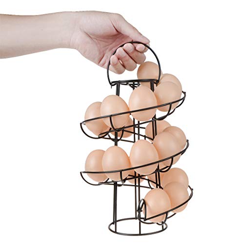 Egg Skelter Deluxe Modern Spiraling Dispenser Rack - Freestanding Wire Chicken Egg Storage Organizer Display Holder Basket for Countertop Kitchen,Black - color: Black