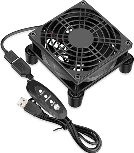 GDSTIME Small 92mm Router Fan Cooler with L/M/H 3 Speed Controller, 5V USB | Brushless DC Case Fans, for Xbox, Modem, Routers, Mini PC, DVR, TV Box Cooling - size: 92mm USB Fan