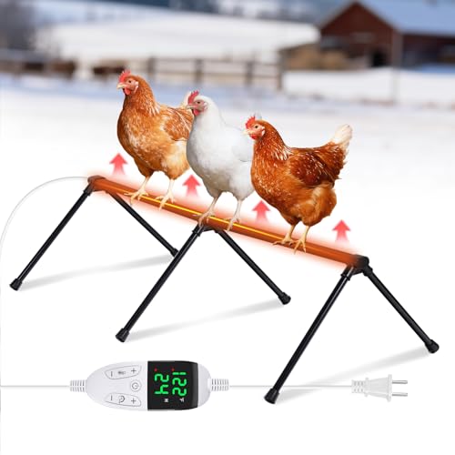Heated Chicken Perch, Prevents Frozen Toes, Chick Warm Coop Accessories | Heated Roosting Bar for Chickens|Adjustable Temperature Heating Post for Chicken| Warming Chick Heater 2 Sections