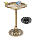 VIVOHOME Bird Bath with Solar Fountain for Outside, Pedestal, Golden | Solar-Powered Pump, Weather-Resistant Polyresin, 20-Inch Bowl, for Outdoor/Garden, Bird-Friendly, Easy to Clean - color: Golden