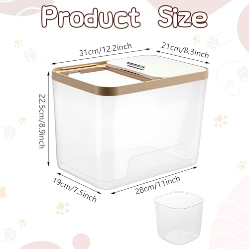 Lounsweer 4 Piece Pet Food Storage Container Dog Cat Treat Storage Container Large Airtight Rice Dispenser with Measuring Scoops for Dog Cat Bird Food Flour Kitchen Supplies(Clear,22 lb) - size: 22 lb