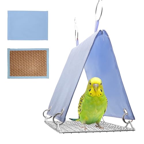 Bird Tent with Removable Pad Easy to Clean, Bird Toys Swing Parrot Hammock for Cockatiels Conures - Hanging Cage Bed Waterproof, Chew-Proof for Parakeets Lovebirds, Blue