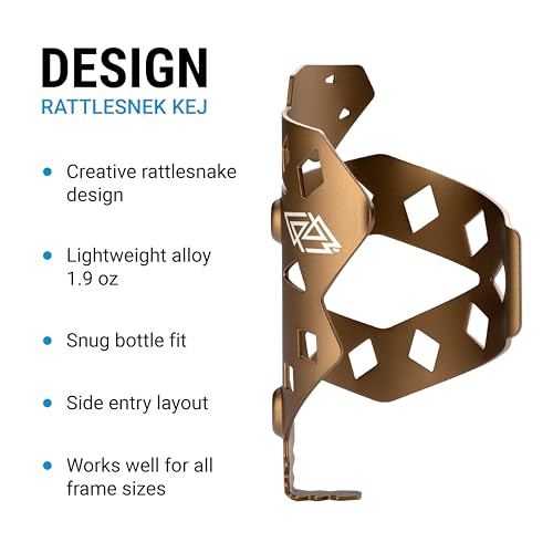 Portland Design Works Water Bottle Cage - Lightweight Water Bottle Holder for Bikes, RATTLESNEK KEJ, Desert Gold - Right Opening - style: RATTLESNEK KEJ - Desert Gold - Right Opening