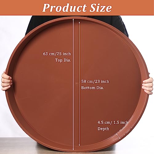 Eccliy 6 Pack Plastic Plant Saucer Heavy Duty Planter Saucers Large Plant Pot Saucers Plastic Water Trays for Indoors and Outdoors Flower Plant Plant Drip (Terracotta,25 Inch) - color: Terracotta, size: 25 Inch, style: Round
