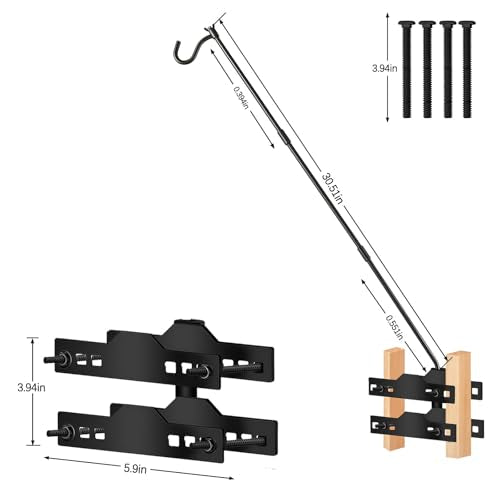 ULIOK Deck Hook, Heavy Duty Hummingbird Feeder Hanger, 31 Inch Extended Adjustable, Solid Steel Hanging Hook for Hanging Bird Feeder, Suet Baskets, Planters, Wind Chimes, 360 Degree Rotary, 2 Pack - color: 2Pack